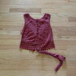 Pink/Red Lace Detail Tank Top